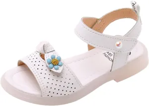 Children Shoes Fashion Flower Thick Sole Sandals Soft Sole Comfortable Princess Sandals Simple (White, 3.5-4 Years Toddler)