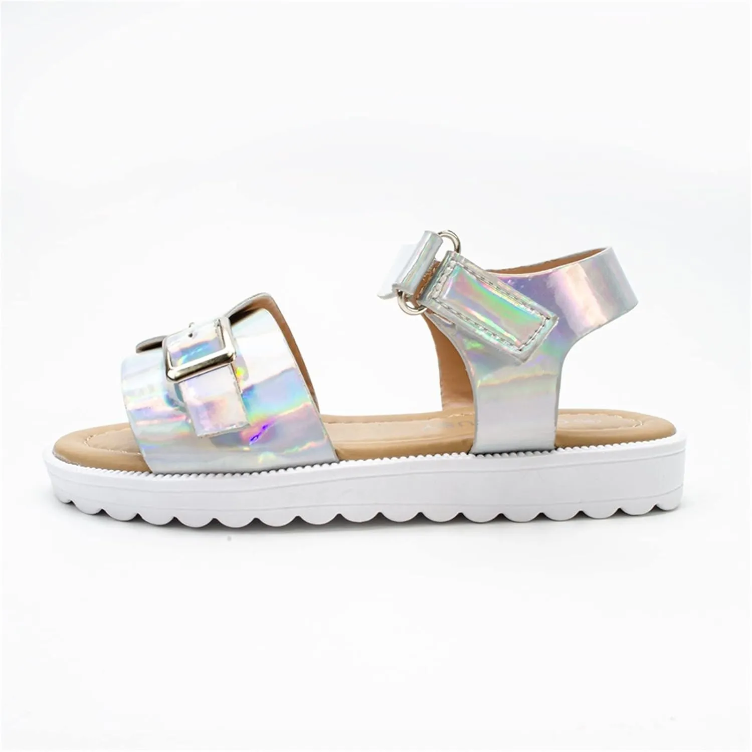 Children Thick Sole Gradient Sandals Fashion Soft Beach Shoes Little Girls Sandals Sandals Baby Girls Sandals Size 5 (Silver, 3.5-4 Years Toddler)