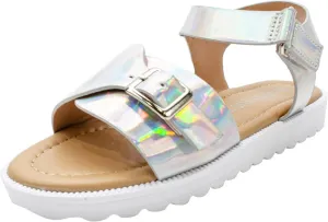 Children Thick Sole Gradient Sandals Fashion Soft Beach Shoes Little Girls Sandals Sandals Baby Girls Sandals Size 5 (Silver, 3.5-4 Years Toddler)
