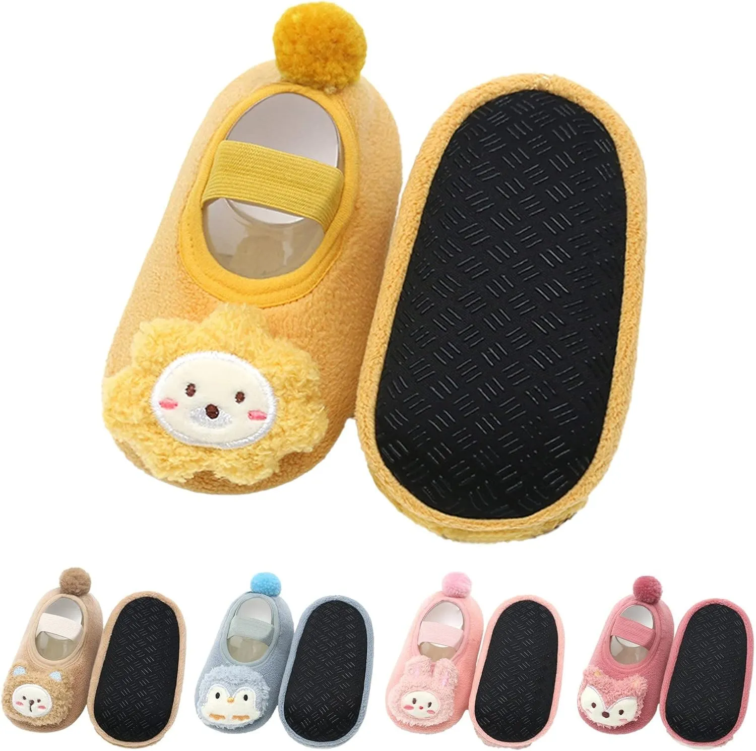 Children Toddler Shoes Autumn and Winter Boys and Girls Floor Socks Non Slip Plush Cartoon Animals Infant Sneaker Boy