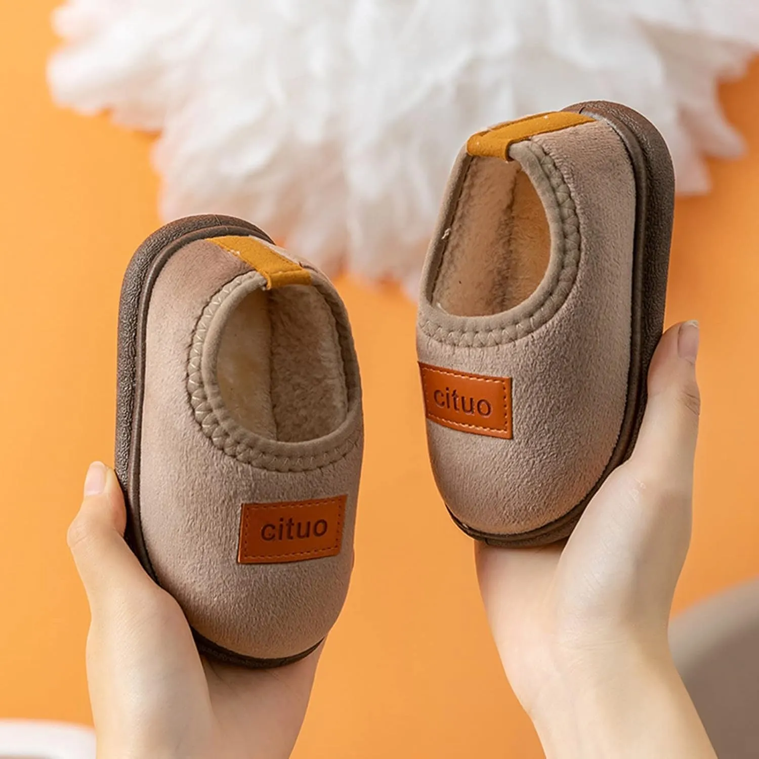 Childrens Girl Cotton Shoes Solid Color Fashion Soft Sole Winter Warm Indoor Non Slip Cotton Shoes Footie Baby Organic