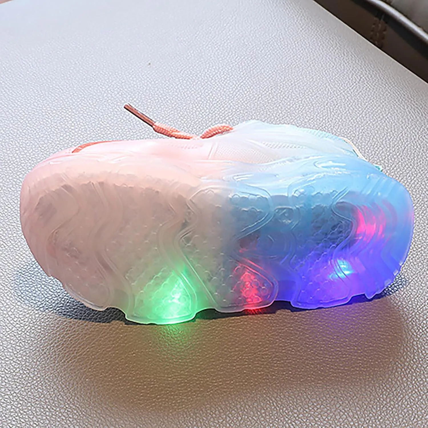 Children's Sneakers Color Gradient LED Light Shoes Dad Shoes Lace Up Soft Soles Size 3 Girls Shoes