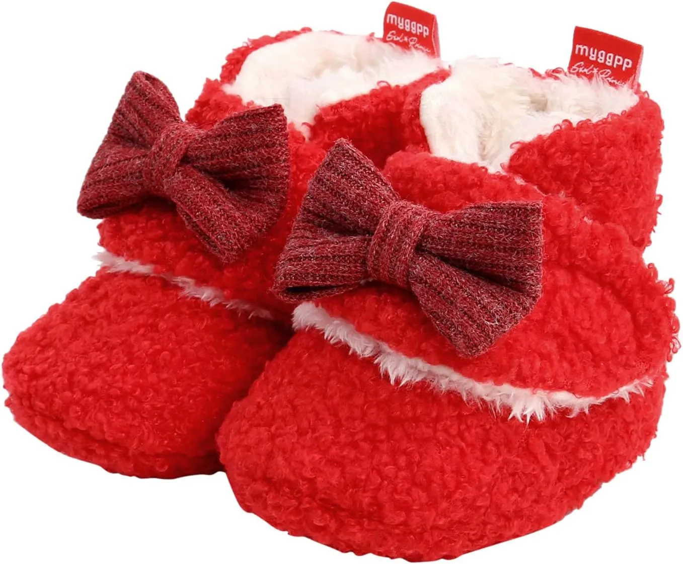 Christmas Newborn Baby Cozy Fleece Booties Winter Sock Shoes Soft Sole Stay On Infant First Walking Shoes