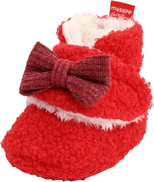 Christmas Newborn Baby Cozy Fleece Booties Winter Sock Shoes Soft Sole Stay On Infant First Walking Shoes
