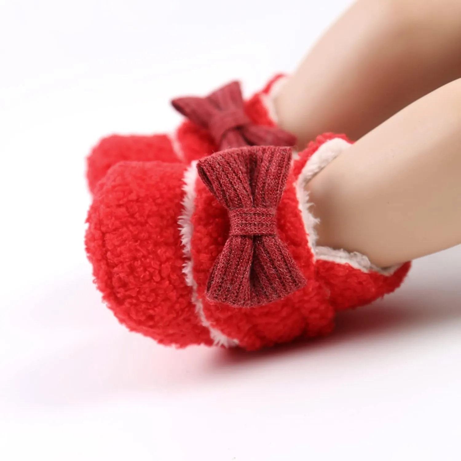 Christmas Newborn Baby Cozy Fleece Booties Winter Sock Shoes Soft Sole Stay On Infant First Walking Shoes