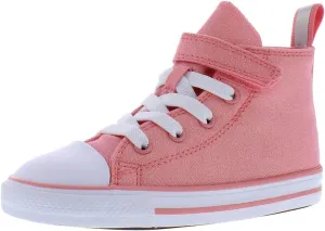 Converse Chuck Taylor All Star 1V High Shimmer Infant/Toddler Shoes Size 4, Color: Lawn Flamigo/White/White
