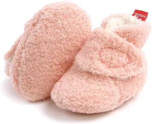 COSANKIM Baby Booties Newborn Boys Girls Fleece Boots Non Slip Grippers Stay On Slipper Socks Infant First Walker Winter Warm Crib Shoes