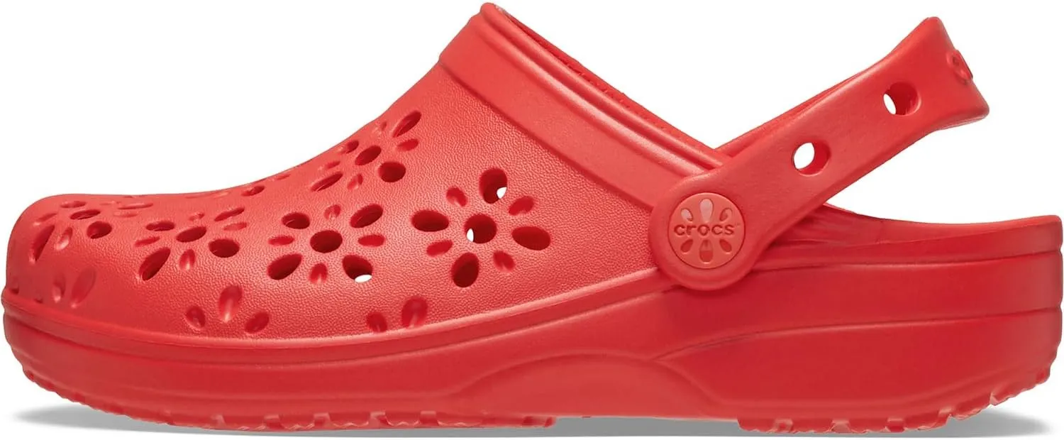 Crocs Unisex-Child Classic Clogs with Floral Cut Out Design, Kids and Toddler Shoes