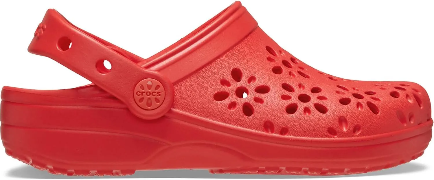 Crocs Unisex-Child Classic Clogs with Floral Cut Out Design, Kids and Toddler Shoes