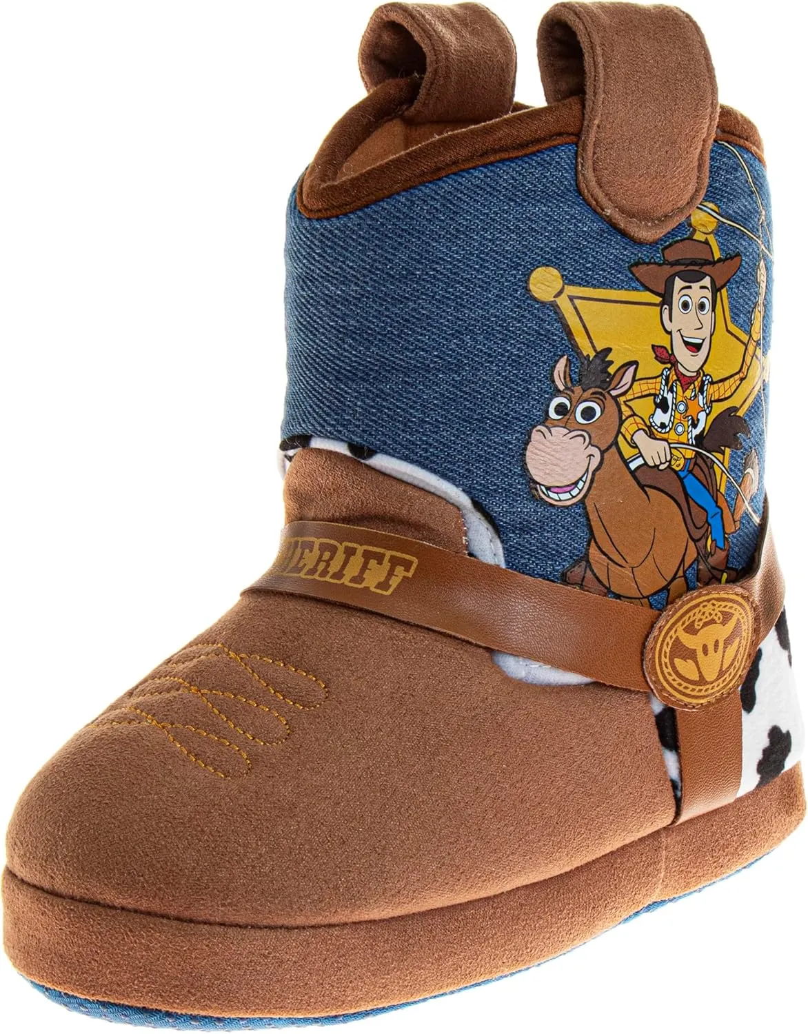 Disney Toy Story Slippers for Girls and Boys - Sheriff Woody Buzz Lightyear Warm Fluffy House Sandal Slipper (sizes: 5-10 Toddler / 11-1 Little Kids)