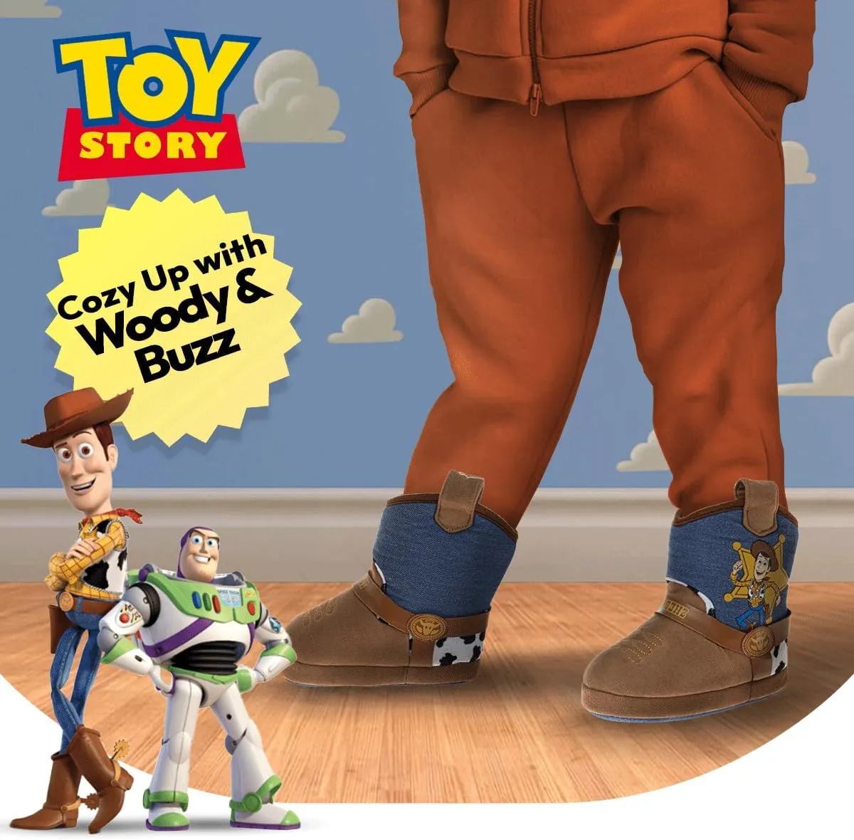 Disney Toy Story Slippers for Girls and Boys - Sheriff Woody Buzz Lightyear Warm Fluffy House Sandal Slipper (sizes: 5-10 Toddler / 11-1 Little Kids)