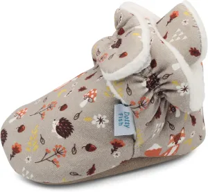 Dotty Fish Fleece Lined Baby Booties - Non-Slip Suede Sole - Warm & Cozy Slippers for Newborns to 24 Months - Perfect Winter Shoes for Babies