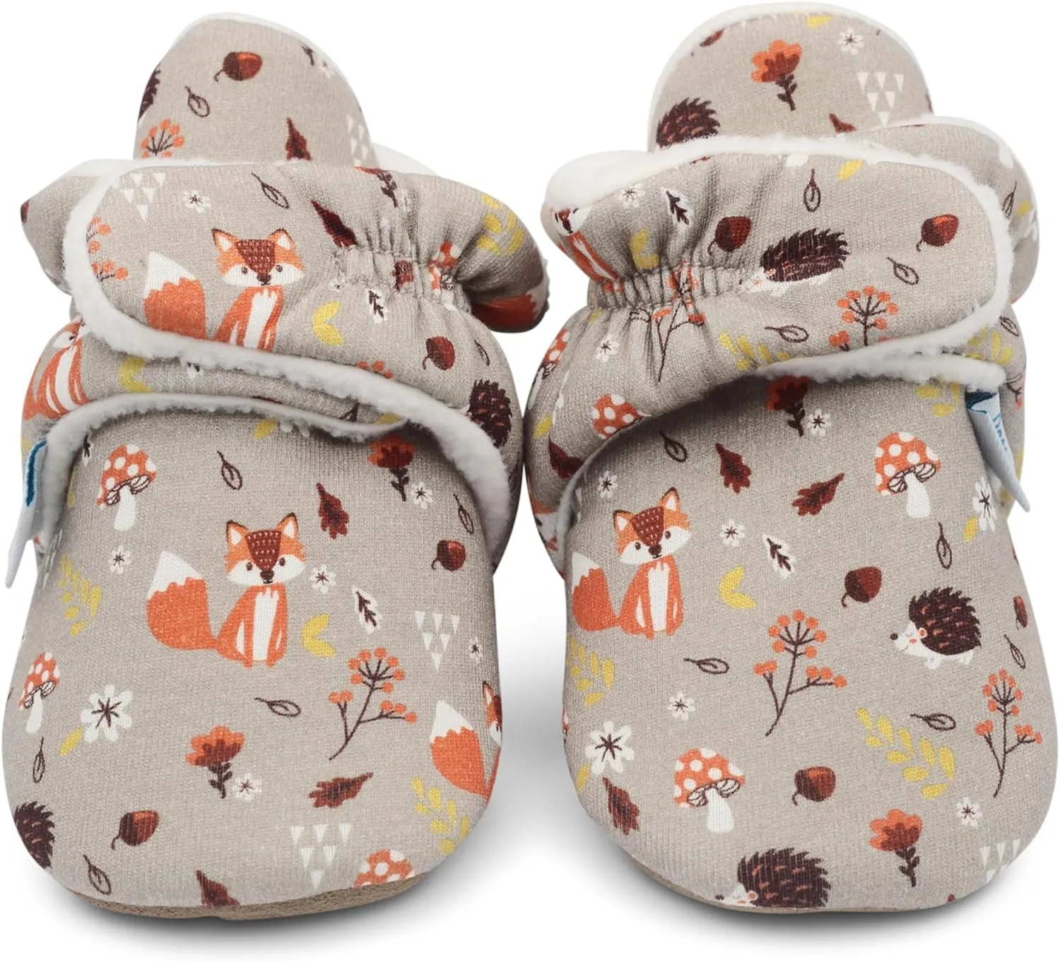 Dotty Fish Fleece Lined Baby Booties - Non-Slip Suede Sole - Warm & Cozy Slippers for Newborns to 24 Months - Perfect Winter Shoes for Babies