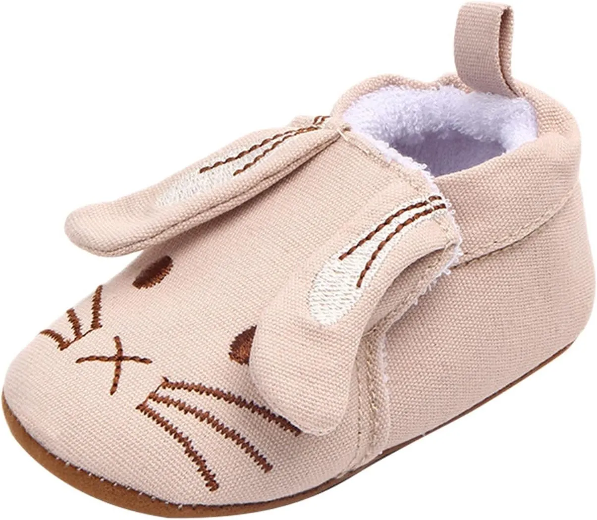 EnJoCho Children Shoes Infant Toddler Shoes Soft Sole Toddler Shoes 3D Little Ear Cartoon Embroidery Princess (Beige, 6 Months)