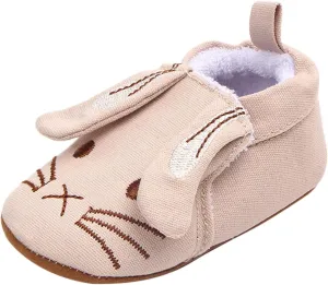EnJoCho Children Shoes Infant Toddler Shoes Soft Sole Toddler Shoes 3D Little Ear Cartoon Embroidery Princess (Beige, 6 Months)