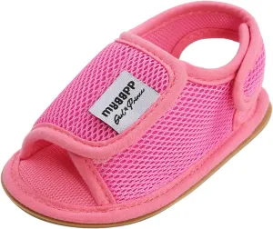 EnJoCho Cute Baby Girls Rubber Mesh Non-Slip Boys Sandals Flat Shoes Shoes Soft Sole Walking Baby Lightwight Shoes (Hot Pink, 12-12M)