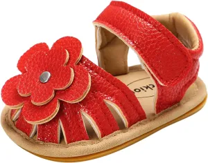 EnJoCho Cute Sandals Soft Baby Flower Girls Non-Slip Flat Rubber Sole Shoes Walking Boys Baby Lightwight Shoes (Red, 1@mm)
