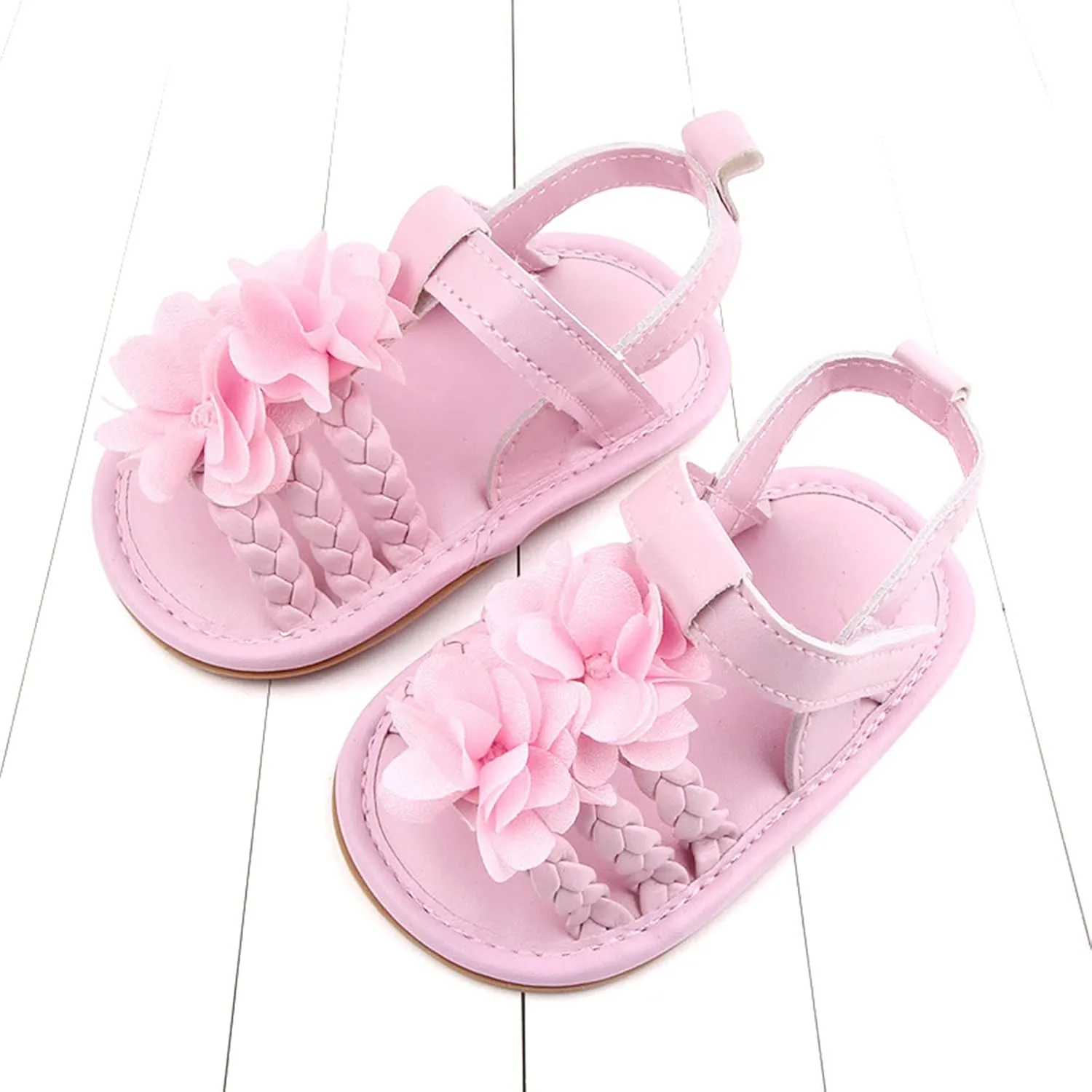 EnJoCho Cute Walking Soft Non-Slip Sandals Baby Rubber Shoes Flat Boys Girls Sole Bow Summer Baby Lightwight Shoes (Pink, 6-12 Months)
