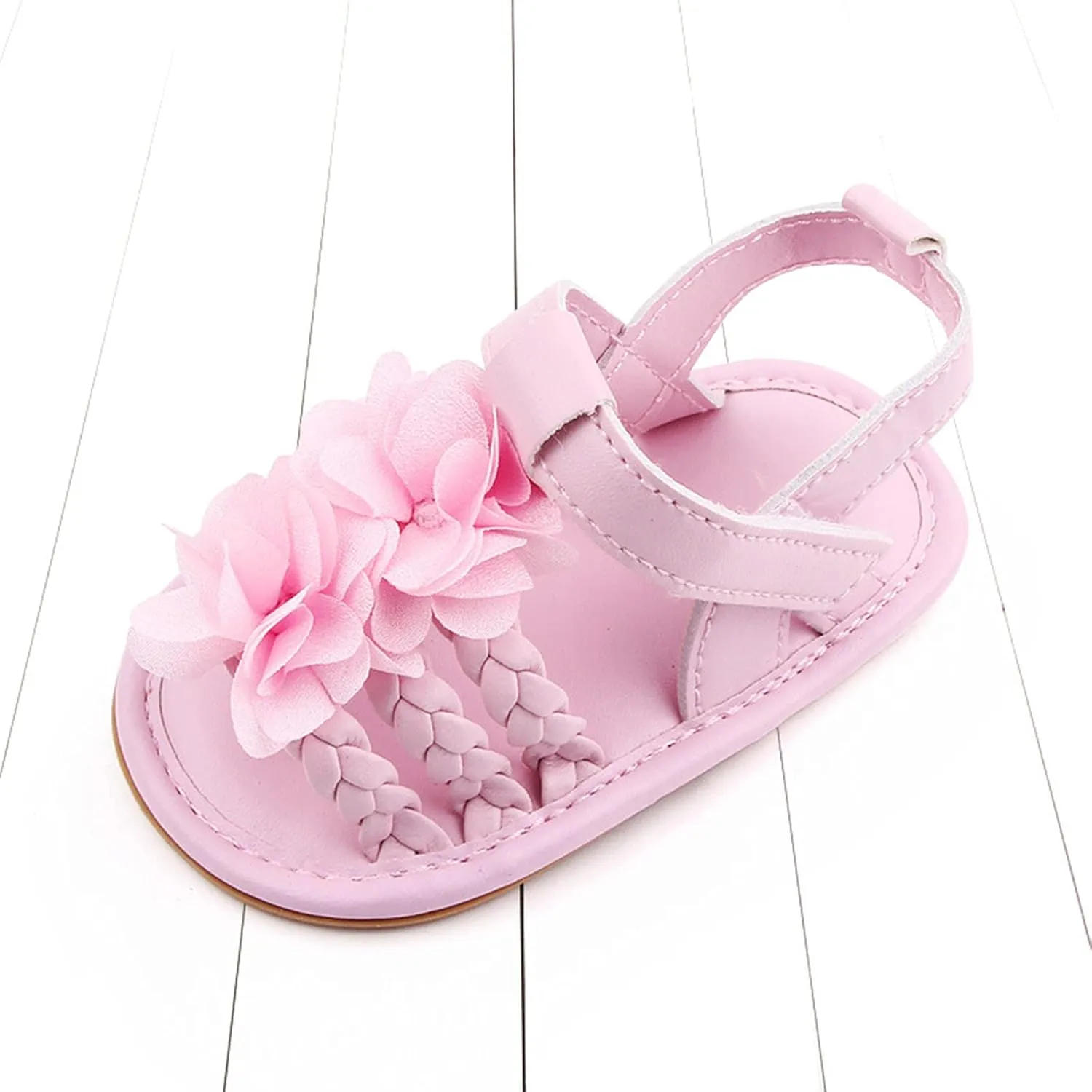 EnJoCho Cute Walking Soft Non-Slip Sandals Baby Rubber Shoes Flat Boys Girls Sole Bow Summer Baby Lightwight Shoes (Pink, 6-12 Months)