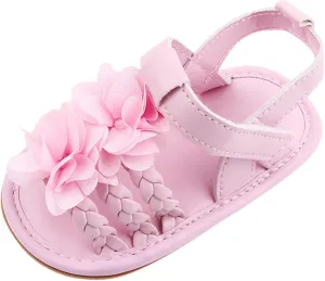EnJoCho Cute Walking Soft Non-Slip Sandals Baby Rubber Shoes Flat Boys Girls Sole Bow Summer Baby Lightwight Shoes (Pink, 6-12 Months)