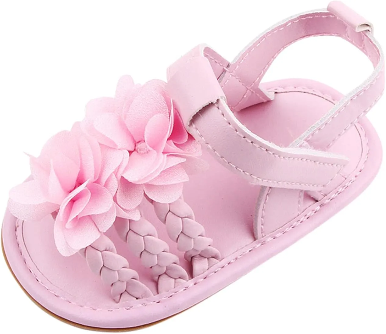 EnJoCho Cute Walking Soft Non-Slip Sandals Baby Rubber Shoes Flat Boys Girls Sole Bow Summer Baby Lightwight Shoes (Pink, 6-12 Months)