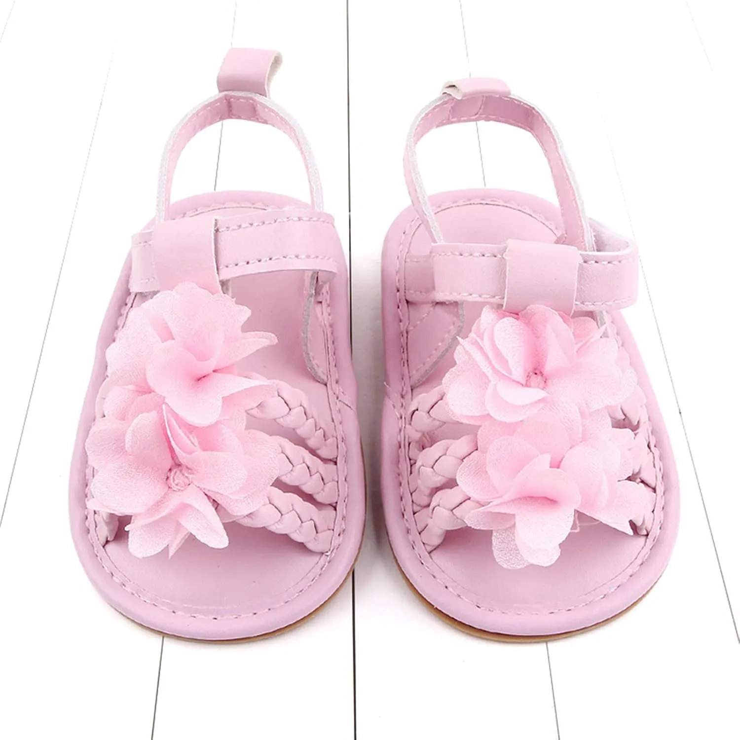 EnJoCho Cute Walking Soft Non-Slip Sandals Baby Rubber Shoes Flat Boys Girls Sole Bow Summer Baby Lightwight Shoes (Pink, 6-12 Months)