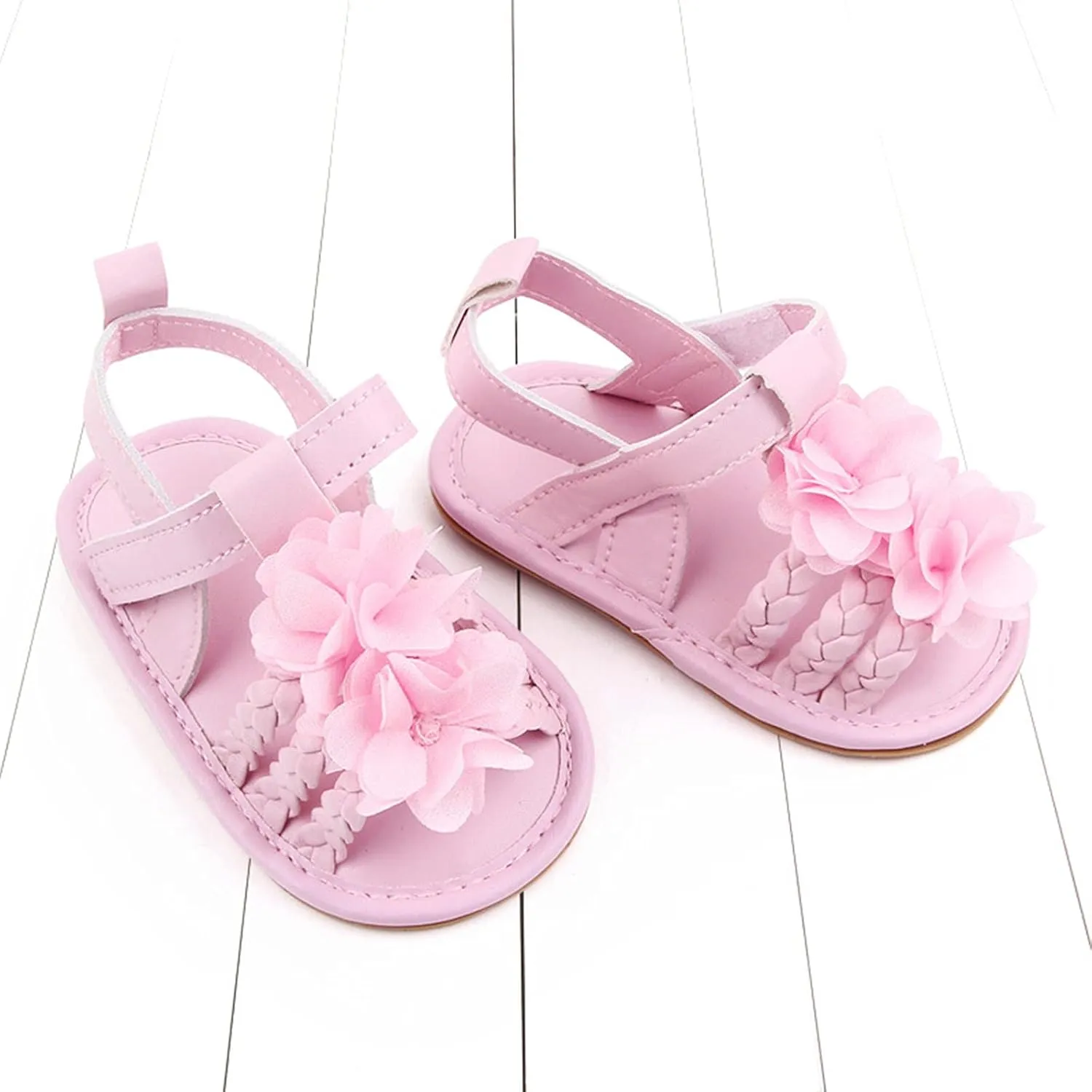 EnJoCho Cute Walking Soft Non-Slip Sandals Baby Rubber Shoes Flat Boys Girls Sole Bow Summer Baby Lightwight Shoes (Pink, 6-12 Months)