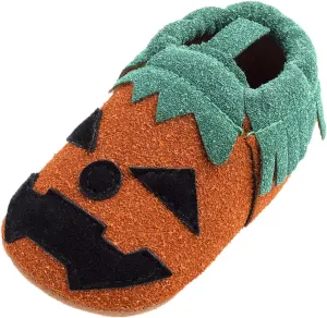 EnJoCho Infant Babys Girls Boys Halloween Pumpkins Shoes Toddler Shoes Baby Shoes Soft Rubber Sole for 0-18 (Yellow, 12 Months)