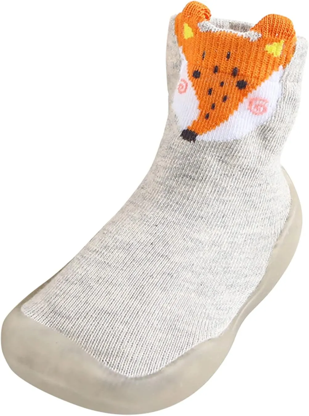EnJoCho Non Slip Shoes for Toddler Baby Boys Girls Solid Warm Knit Soft Sole Rubber Shoes Slipper Stocking Soft Shoes Socks (Grey, 26)