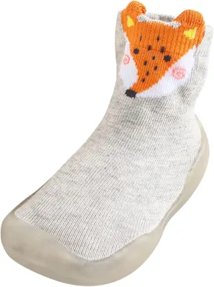 EnJoCho Non Slip Shoes for Toddler Baby Boys Girls Solid Warm Knit Soft Sole Rubber Shoes Slipper Stocking Soft Shoes Socks (Grey, 26)