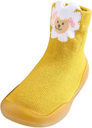 EnJoCho Non Slip Shoes for Toddler Baby Boys Girls Solid Warm Knit Soft Sole Rubber Shoes Slipper Stocking Soft Shoes Socks (White, 26)