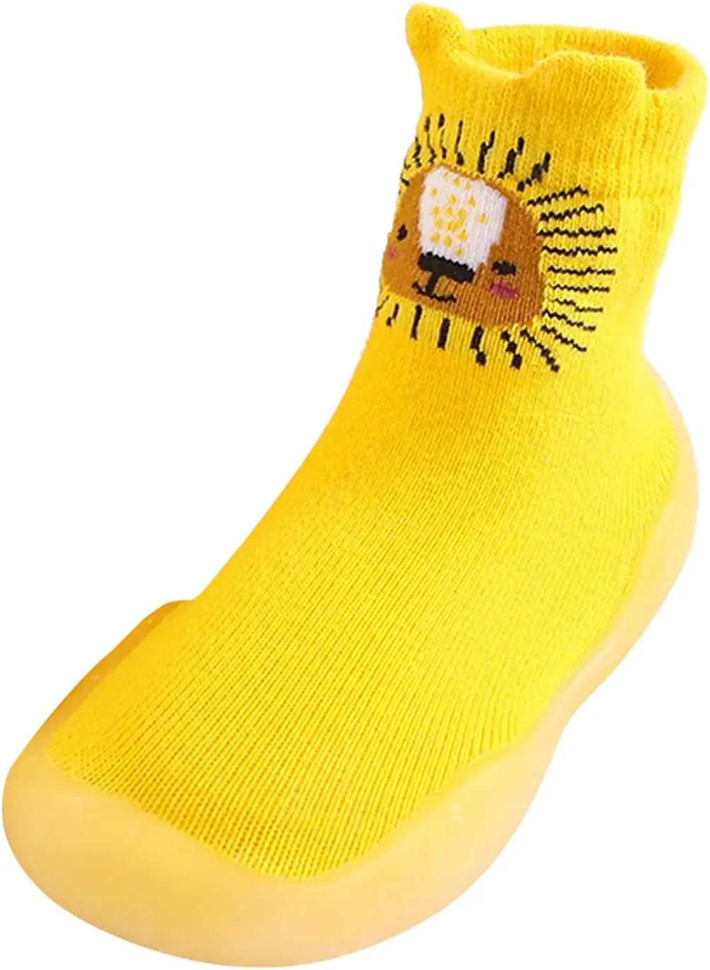 EnJoCho Non Slip Shoes for Toddler Baby Boys Girls Solid Warm Knit Soft Sole Rubber Shoes Slipper Stocking Soft Shoes Socks (Yellow, 24)