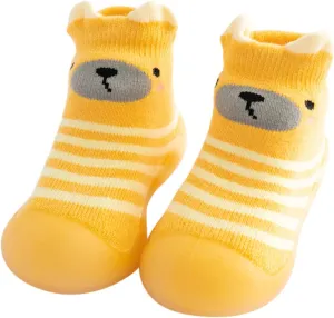 EnJoCho Outdoor Shoes for Children Kids Toddler Baby Boys Girls Solid Warm Knit Soft Sole Rubber Shoes Sock Slipper Stocking (Yellow, 22)