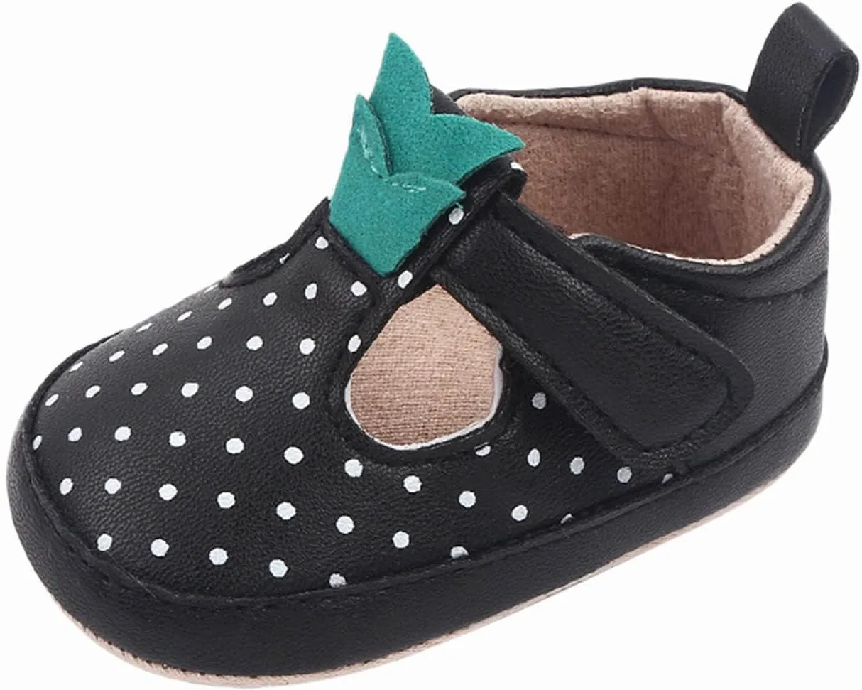 EnJoCho Toddler Shoes for Autumn Infant Toddler Shoes Soft Sole Toddler Shoes Polka Dots Non Slip Breathable (Black, 12 Months)