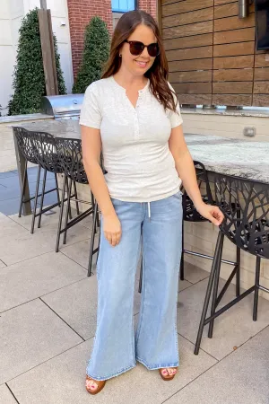 Everyday Ease Henley Light Grey Top