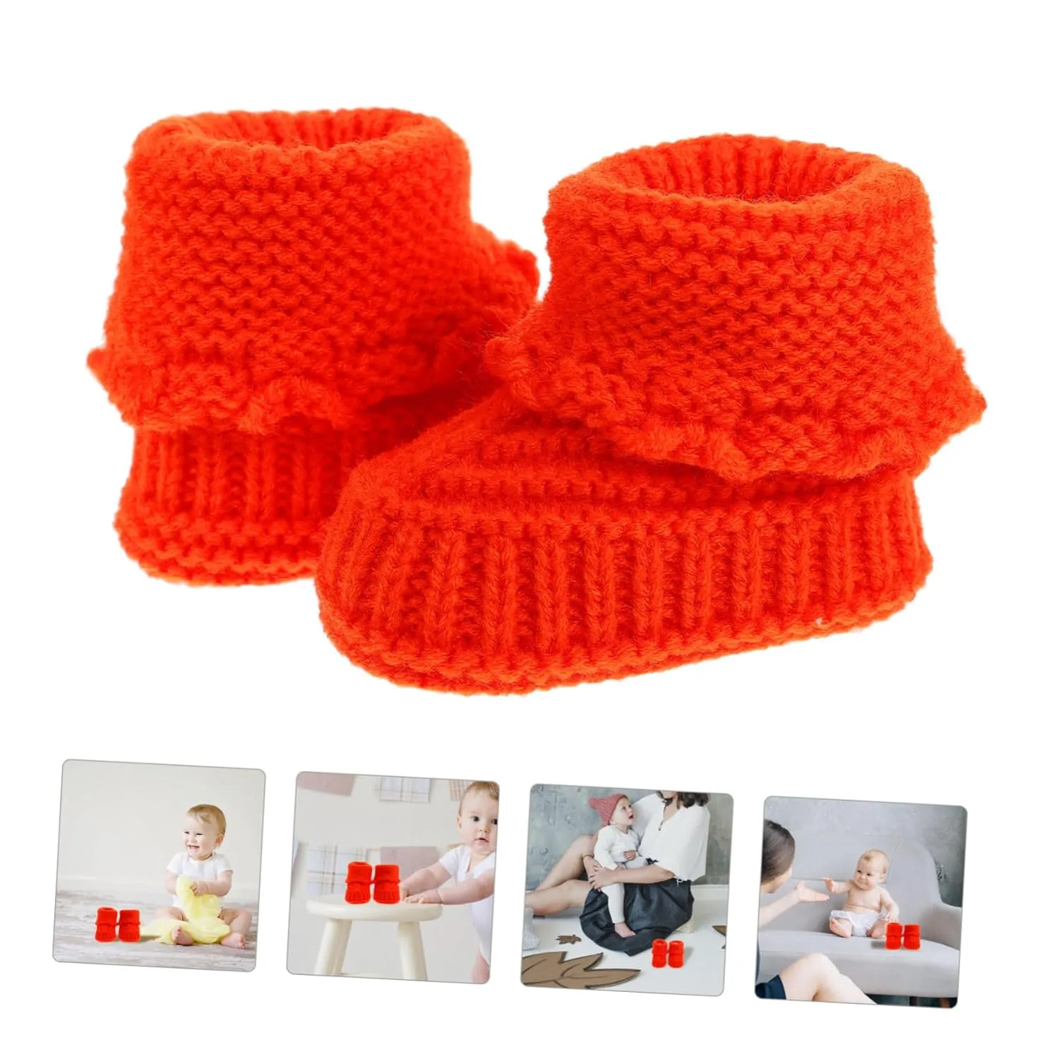 EXCEART Handmade Baby Knitting Shoes Newborn Crochet Booties 0-6 Months Soft Woolen Comfortable for Boys Girls