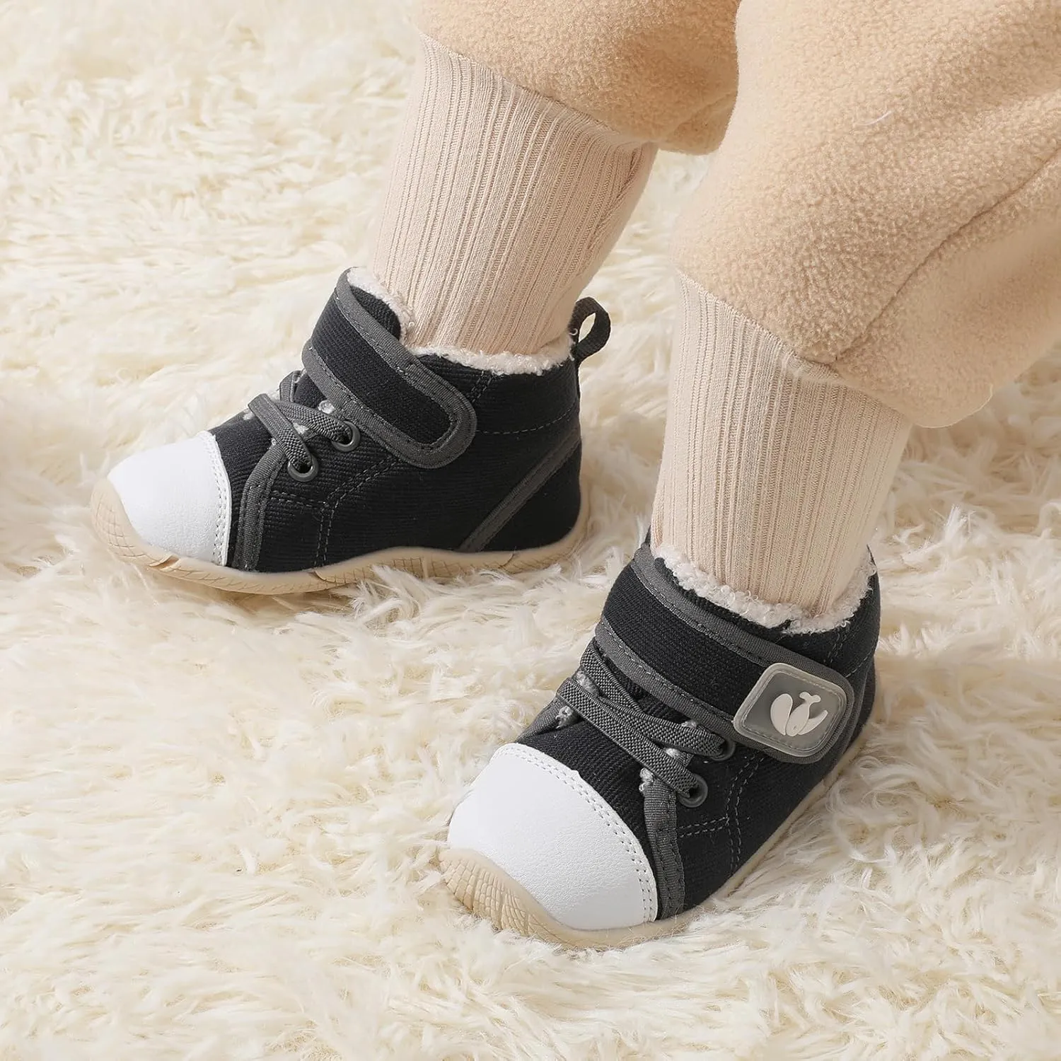 FEETCITY Baby Boots Boys Girls Infant Slippers Cozy Fleece Boots First Walking Shoes Warm Socks Newborn Crib Shoes