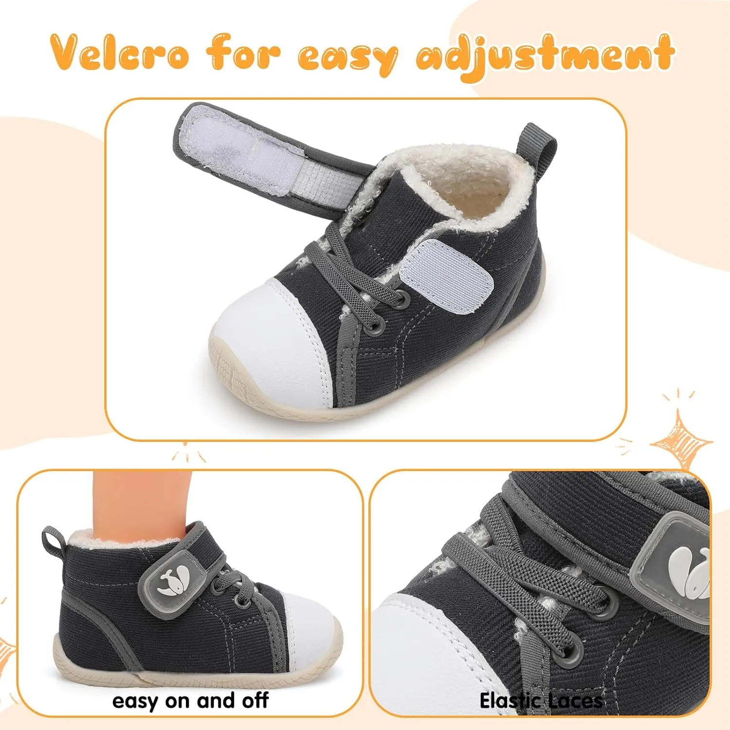 FEETCITY Baby Boots Boys Girls Infant Slippers Cozy Fleece Boots First Walking Shoes Warm Socks Newborn Crib Shoes