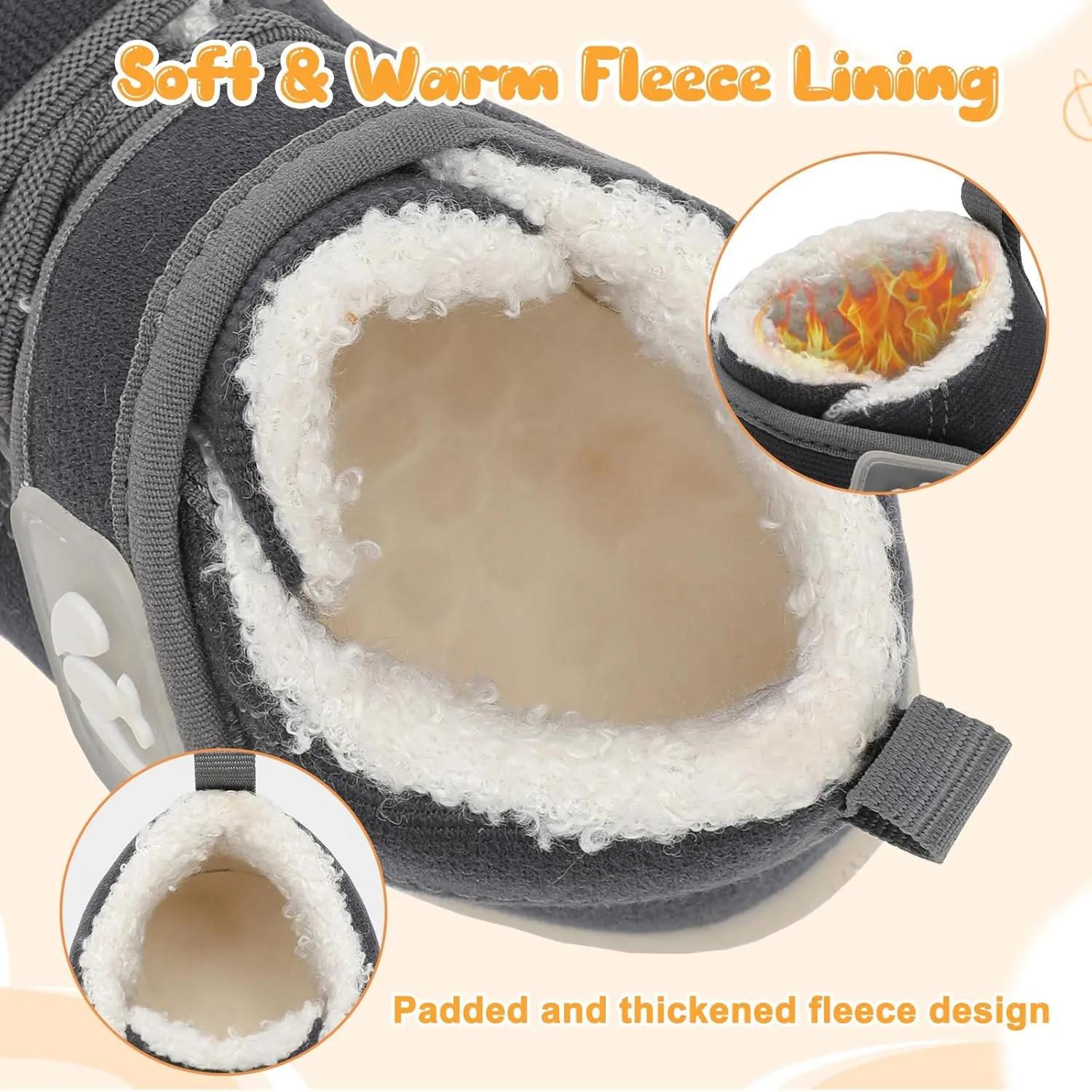 FEETCITY Baby Boots Boys Girls Infant Slippers Cozy Fleece Boots First Walking Shoes Warm Socks Newborn Crib Shoes