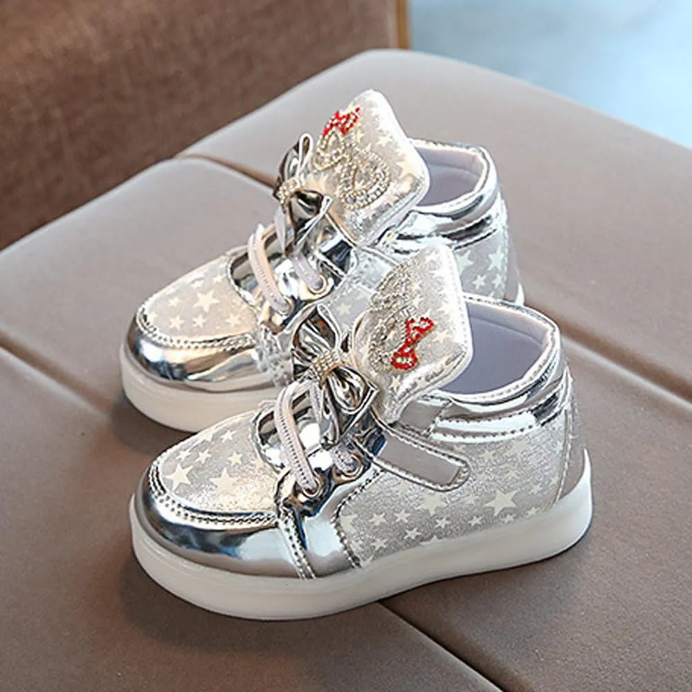 Flashing High Top Light up Shoes for Toddler,Baby Shoes Girl Sneakers Winter Warm Non Slip First Walking Infant
