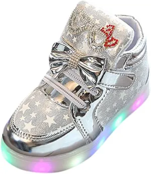 Flashing High Top Light up Shoes for Toddler,Baby Shoes Girl Sneakers Winter Warm Non Slip First Walking Infant