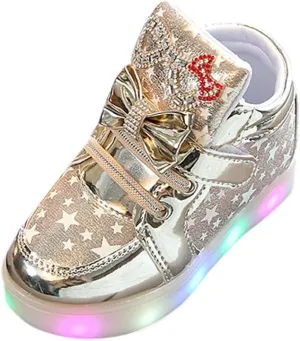 Flashing High Top Light up Shoes for Toddler,Baby Shoes Girl Sneakers Winter Warm Non Slip First Walking Infant