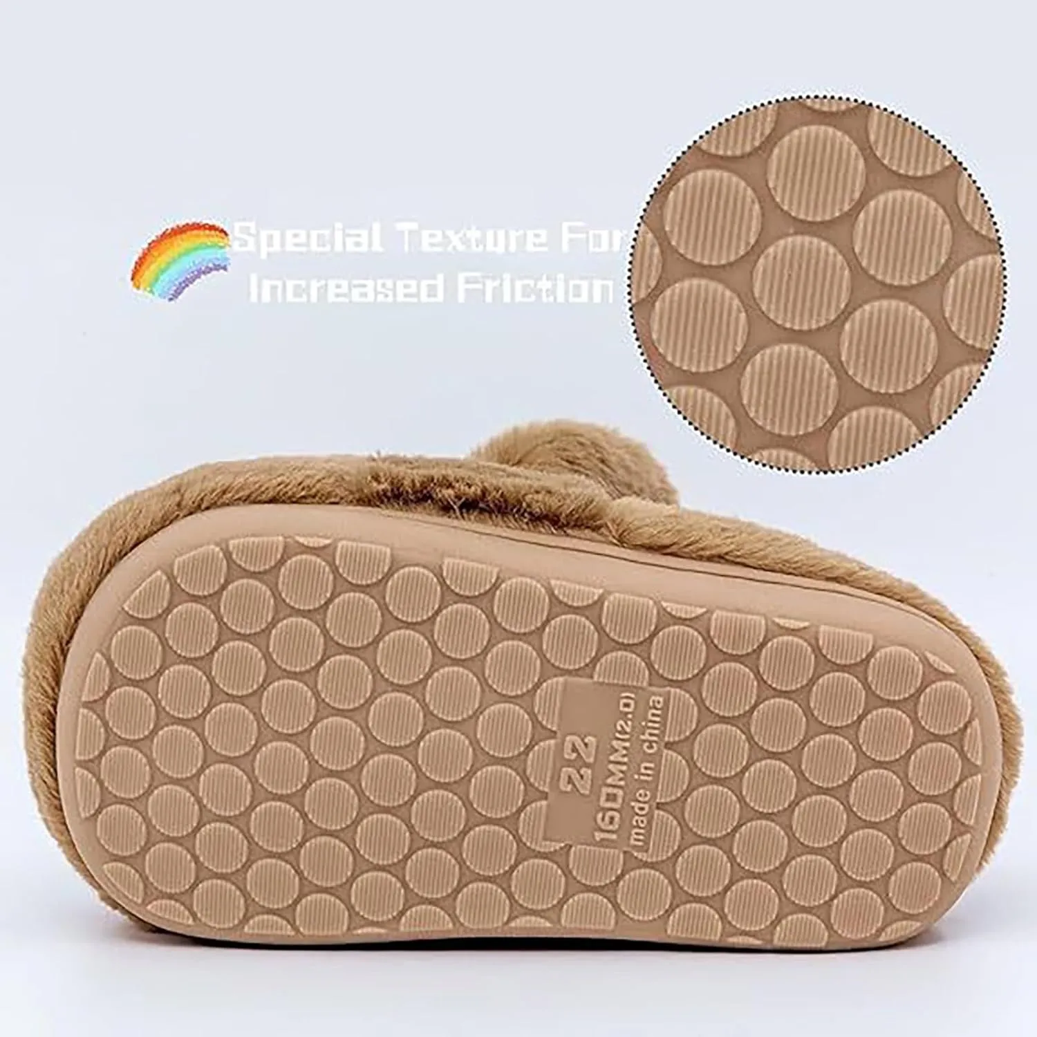 Fr Fuzzy Bunny Ear Slippers for Girls Kids Baby Toddler Infant Cotton Soft Ankle Flat Shoes Winter Non Slip Slipper