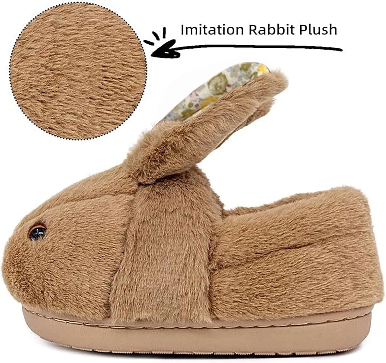Fr Fuzzy Bunny Ear Slippers for Girls Kids Baby Toddler Infant Cotton Soft Ankle Flat Shoes Winter Non Slip Slipper