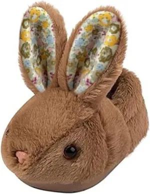 Fr Fuzzy Bunny Ear Slippers for Girls Kids Baby Toddler Infant Cotton Soft Ankle Flat Shoes Winter Non Slip Slipper