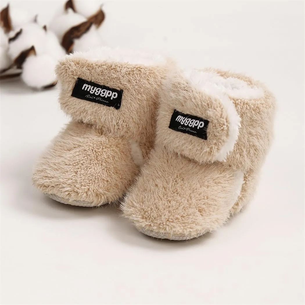 GDSDYM Baby Booties Cozy Fleece Slippers Soft Baby Shoes With Gripper Soles, Winter Infant Newborn Crib Sock Shoes Warm Footwear First Walkers