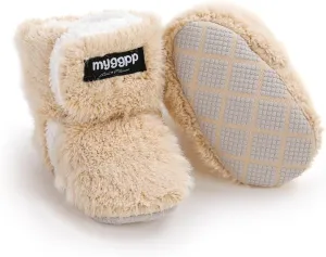 GDSDYM Baby Booties Cozy Fleece Slippers Soft Baby Shoes With Gripper Soles, Winter Infant Newborn Crib Sock Shoes Warm Footwear First Walkers