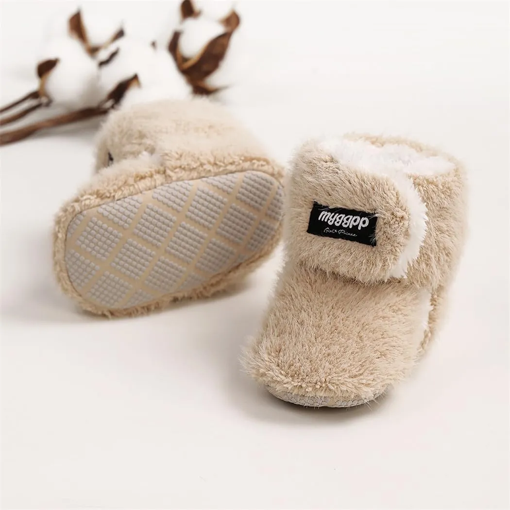 GDSDYM Baby Booties Cozy Fleece Slippers Soft Baby Shoes With Gripper Soles, Winter Infant Newborn Crib Sock Shoes Warm Footwear First Walkers