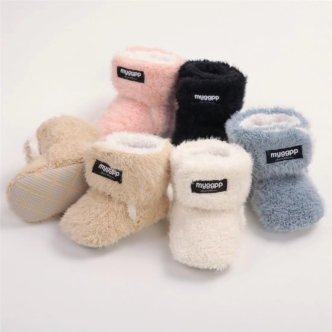 GDSDYM Baby Booties Cozy Fleece Slippers Soft Baby Shoes With Gripper Soles, Winter Infant Newborn Crib Sock Shoes Warm Footwear First Walkers