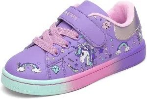GEERX Toddler Girl Shoe Lightweight Casual Adjustable Strap Cute Unicorn Sneaker Comfortable for Walking Running (Infant/Toddler/Little Kid)